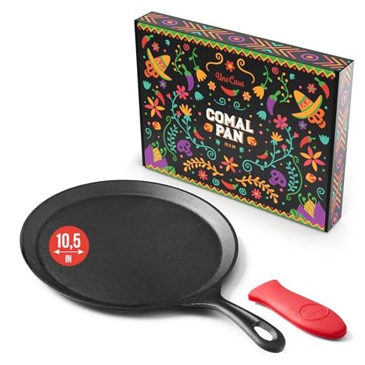 Uno Casa Cast Iron Comal Pan 10.5 Inch - Skillet for Roti, Tawa/Dosa Pan Pataconera, Comales para Tortillas - Comal Para Tortillas Grande - Cast Iron Griddle