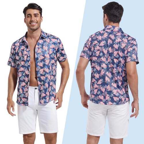 FT FENTENG Mens Hawaiian Shirts Regular Fit Short Sleeve Casual Button Down Summer Tropical Beach Shirts2