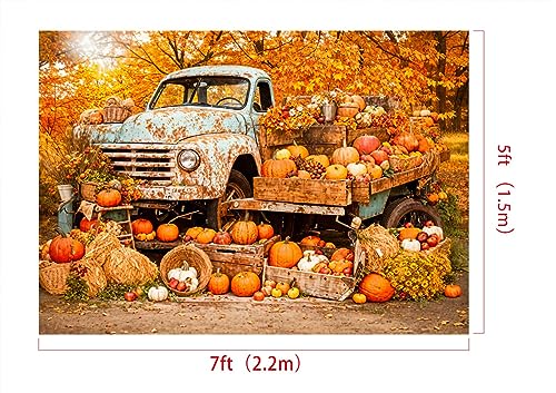 Kate Photography Backdrop Autumn Background 7x5ft/2.2x1.5m Outdoor Decoration Pumpkins Backdrop Yellow Tree Scenery Photo Booth Backdrop - Image 3