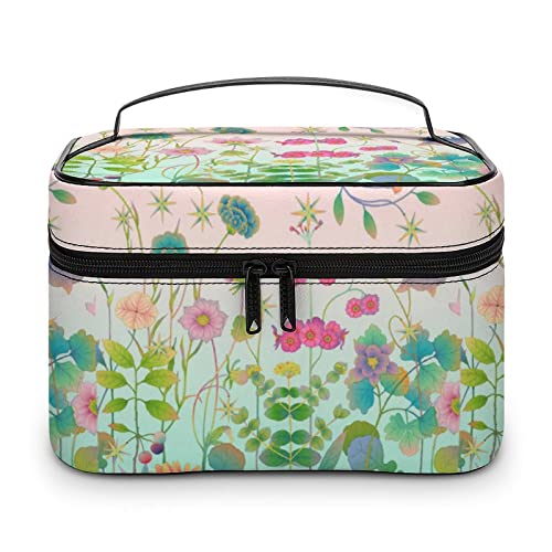 Bolsa de cosméticos de cuero de alta calidad para viajes, organizador de maquillaje impermeable con divisor ajustable, diseño antiarañazos y antiderrames, ideal para gimnasio, camping, viajes de