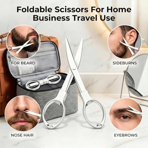 Image of Beard Brush Set for Men | with 100% Boar Bristle Black Walnut Wood Beard Brush, Foldable Beard Brush, Foldable Scissors, Beard Comb