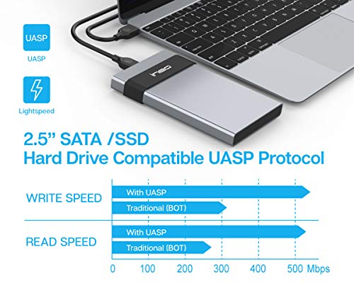 ineo USB 3.1 Gen 2 Type C Aluminum External Hard Drive Enclosure for 2.5 inch 9.5mm & 7mm SATA HDD SSD [C2561c] - Thumbnail 5