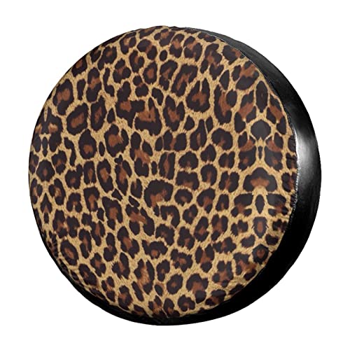Image of Leopard Print Spare Tire Cover Dust-Proof Wheel Tire Cover Fit Trailer, RV, SUV and Many Vehicle 17 Inch