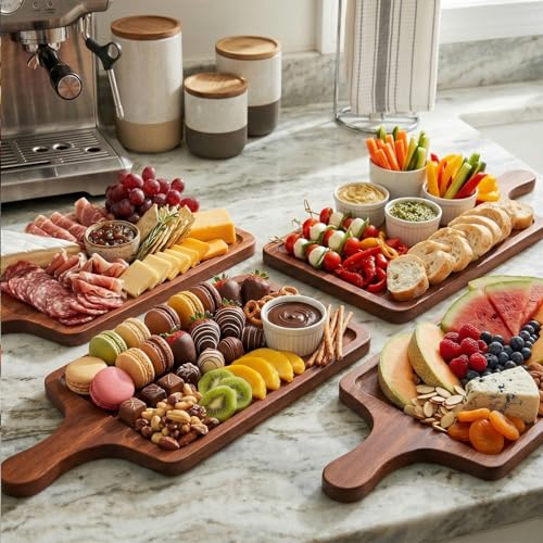 Tabla de cortar de madera ébano con mango, pack de 10 miniatura 6