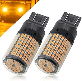 BOODLIED 15 Watts 9-30v 7443 7440 Amber/Yellow LED Brake Tail Light Bulbs 2500LM Super Bright 144-SMD 3014 Chips T20 W21W LED Amber DRL,Fog Lights Replacement for Cars.2-pack.
