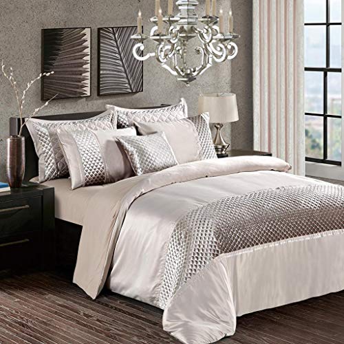 Image of swift 3 Piece Fancy Sequin Duvet Quilt Cover Bedding Set with Pillowcase Silky Glittery Crushed Velvet Mink Double