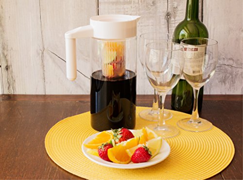 Premium Glass Water Pitcher with Fruit Infuser | BPA Free Borosilcate Glass Infuser Pitcher with Lid | Enjoy Infusing Hot + Cold Tea, Coffee, Water, Juice, Vodka, Tequila - White 44 oz - Cestari.