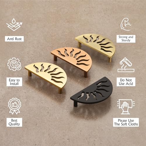 Image of COMPASS Stainless Steel Surya Cabinet Knobs, Drawer Pulls, Knobs for Dresser Drawers, Drawer Knobs Handle, Kitchen Knobs (PVD Rose Gold Finish) Pack of 4 pcs