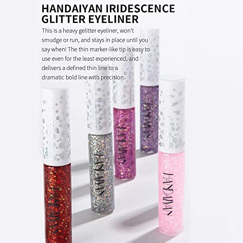 Quxunzzz Liquid Glitter Eyeshadow,Liquid Glitter Eyeliner Metallic Glitter Shimmer Eye Looks Waterproof Long Lasting Quick-Drying Sparkling Eye Shadow Makeup Euphoria Makeup 02 thumb #6
