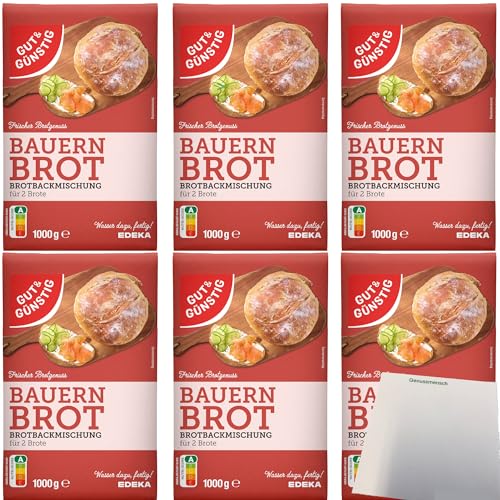 Gut&Günstig Brotbackmischung Bauernbrot 6er Pack (6x1000g Packung) + usy Block
