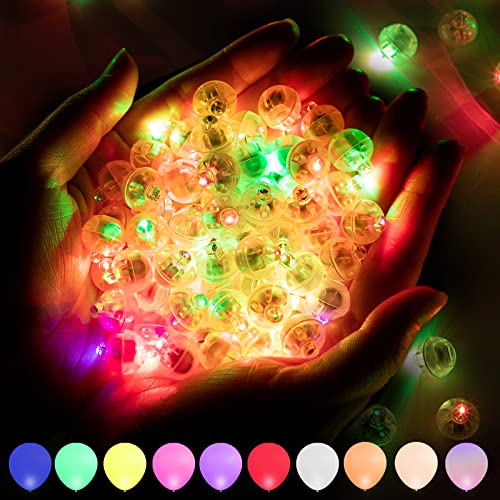 100 Pcs Flash Multicolor Balloon Light with Loop Easter Egg Lights Rainbow Colored Mini Ball Lights Drinks Lights Round Tiny LED Light for Paper Lanterns Birthday Party Event Wedding Decoration
