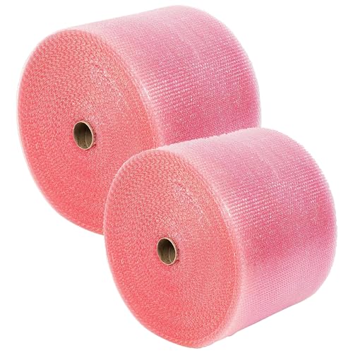 500mm Wide Rolls Of Pink Anti Static Bubble Wrap For Packing Shipping & Storage (500mm x 25m)