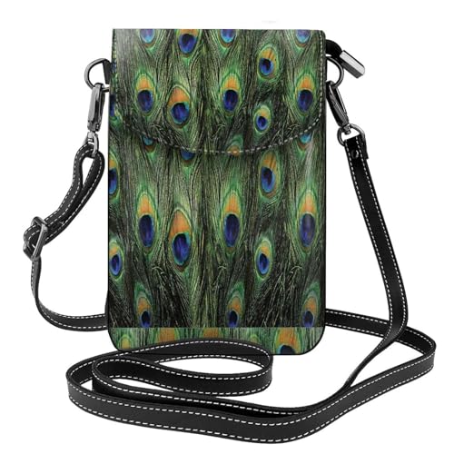 Sac bandoulière porte-téléphone femme plumes de paon portefeuille