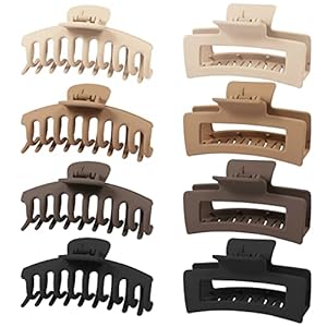 Zou.Rena Grote klauwclips voor dik haar, 11 cm, cadeau voor vrouwen, polycarbonaat, matte klemmen, antislip, 8 stuks (neutraal)