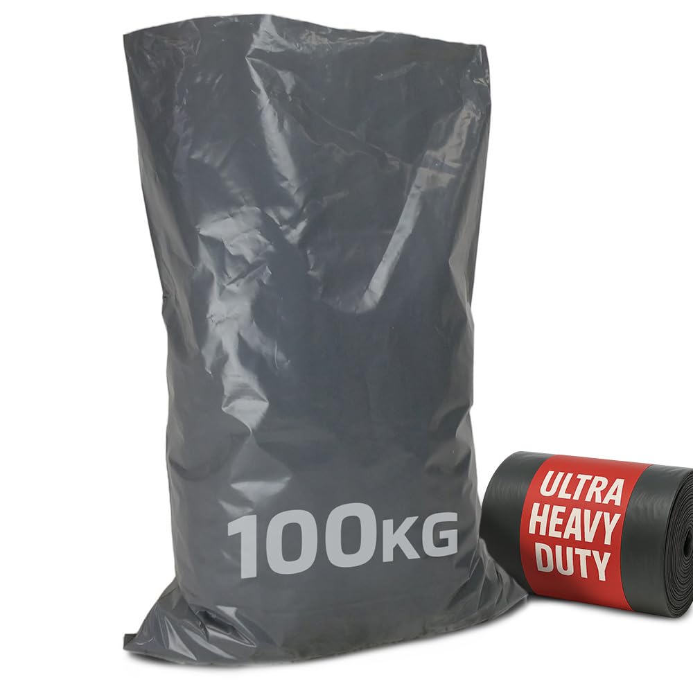 Polythene Rubble Sacks - ULTRA Heavy Duty Rubble Bags - Extra THICK Industrial Grade Builders Rubble Bags (100 Pack)