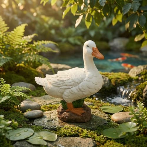 Canard en résine avec base texturée anti-vent pour massifs de fleurs