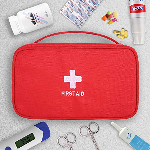 Image of First Aid Bags Empty, Portable Travel Medicine Bag for Camping Hiking Vehicle Motorcycle, Empty First Aid Bag for Home Emergency (5 Packs Red)