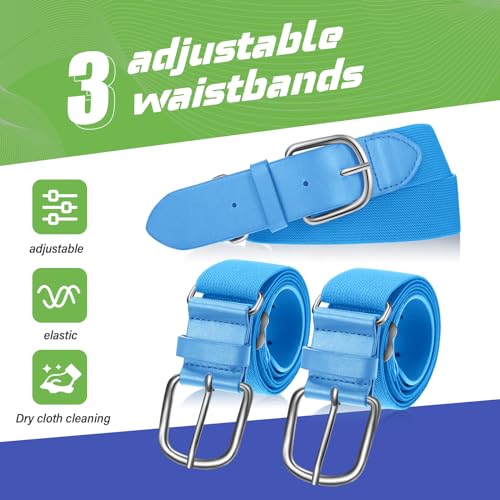 Image of Hercicy 3 Pieces Adult and Youth Baseball Softball Uniform Belts, Adjustable Size Uniform Belt