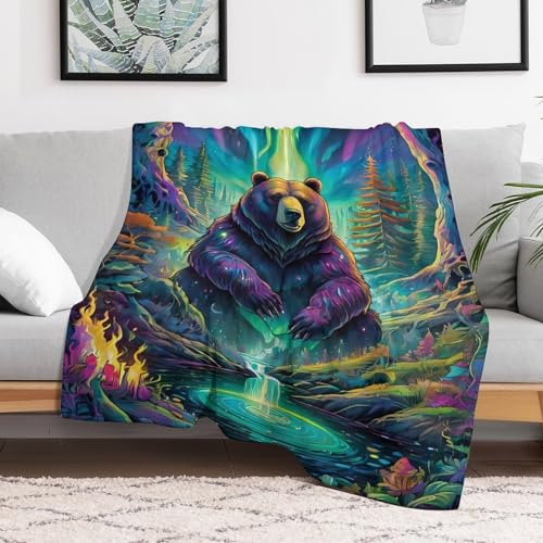 Couverture en flannel super doux motif ours nid de tendresse