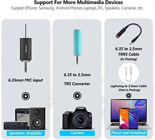 Bietrun drahtlos Mikrofon UHF Lavalier Mikrofon Headset Funkmikrofon wiederaufladbar 50M kabellos 6,35mm/3,5mm Stecker… - Image 5