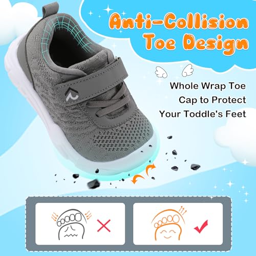 Relxfeet Toddler Boys Girls Shoes Barefoot Sneakers Fashion Lightweight Breathable Tennis Walking Shoes Wide Toe Box Normal Gray Size 6 thumb #2