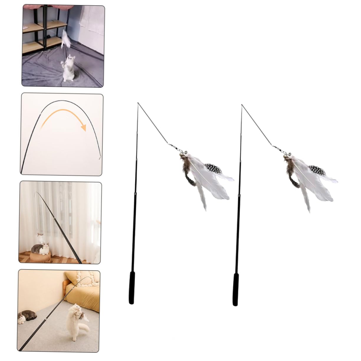 Mipcase 8pièces Télescopique pour Chat Jouet Interactif avec Plume pour Activité Curiosité des Félins