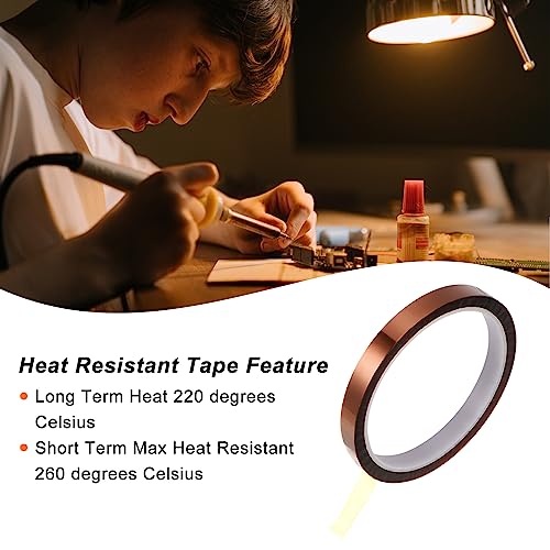 Image of HARFINGTON 6 Rolls Heat Tape High Temperature Heat Resistant Tape 10mmx33m(108ft) Sublimation Thermal Heat Transfer Tape for Sublimation Press No Residue, Yellow