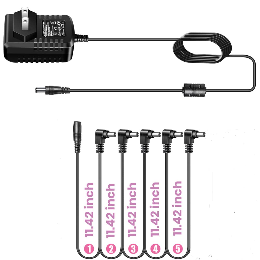 9V DC 1A 1000mA Gitarrenpedal Power Adapter 5-Wege Daisy Chain Cables für Gitarren-Effektpedale