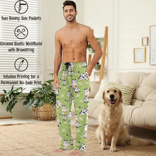 visesunny Fashion Floral Men's Pajama Pants 100% Cotton Lounge Soft Warm Sleepwear Pants PJ Bottoms Drawstring with Pockets2