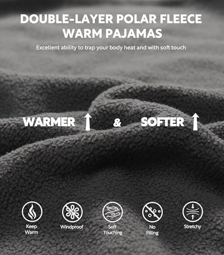 DAVID ARCHY Men's Polar Fleece Pajamas Set Henley Collar Warm Sleepwear Comfy Soft Loungewear Pjs Winter Pajama for Men3