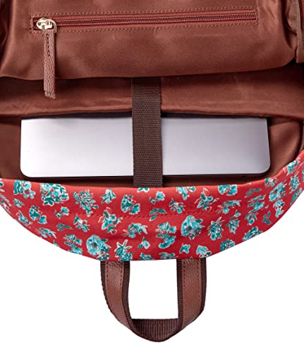 Image of TEAL BY CHUMBAK Women's Laptop Backpack | Office /School /College /Business /Travel - 13Inch Laptop | Stylish and Trendy Printed Canvas Backpack | Red (Wildflower)
