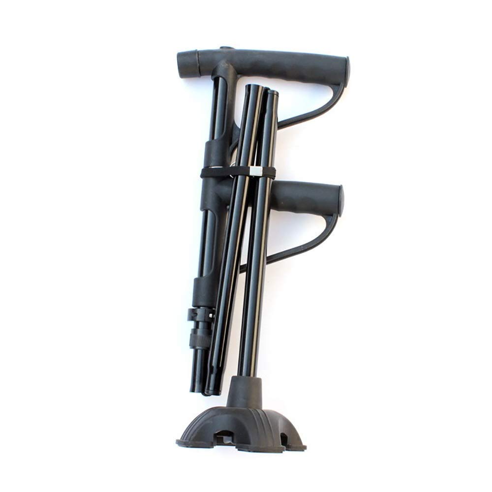Bastón para Caminar, muleta, Altura Plegable, Ajustable, portátil, bastón de Cuatro Patas, Mango Doble multifunción con luz LED para Hombres y Mujeres Present