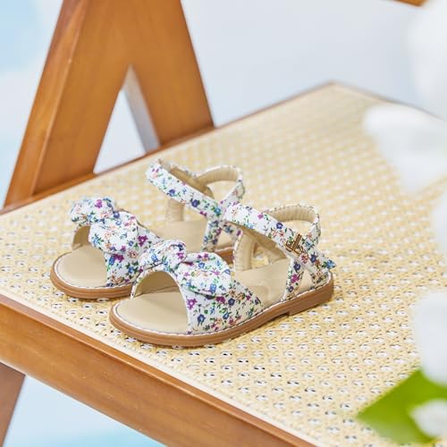 Image of THEE BRON Toddler Girls Sandals Wedding Flower Girl Dress Shoes Open Toe Flats