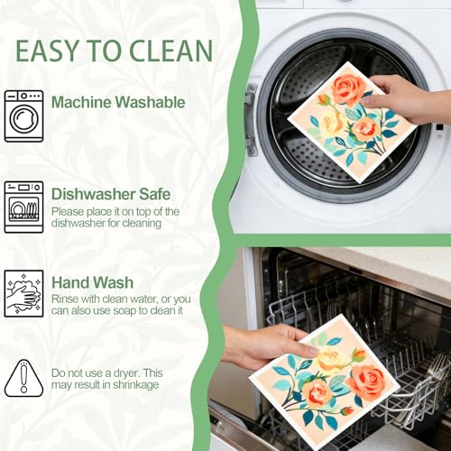 Image of 6 Pack Swedish Dishcloths for Kitchen, Reusable Absorbent Cleaning Cloths, Washable Quick-Drying Compostable Cleaning Rags for Home Housewarming Counter Wipes