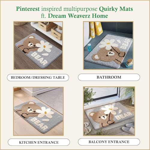 Image of Dream Weaverz 2000 GSM Super Soft Microfiber Bath Mat 40x60 cm | Ultra Absorbent Anti-Skid Quick Dry Bathroom Rug | Floor Mat for Bathroom, Bedroom, Kitchen, Home | Cute Design Bathmat