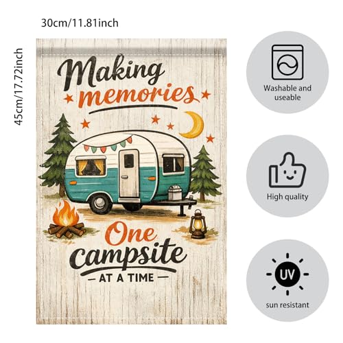 Image of Nuxovilar Camping Flag Fire Pit Garden Flag 12x18 Inches Polyester