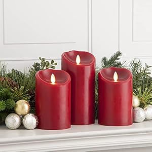 Luminararealisticflamelessledcandleburgundysetof3batteryoperatedwithremotecontrolmovingflamepillartimerfuntionmeltedtopsafe Urban Country Home Decor Luminara realistic flameless led candle burgundy set of 3 battery operated with remote control moving flame pillar timer funtion melted top safe urban country home decor