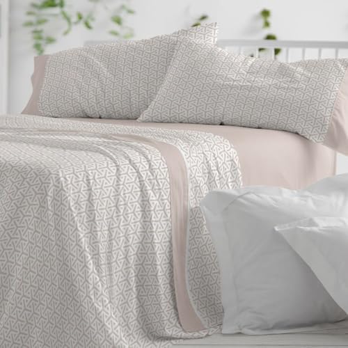 Juego de sábanas Burrito Blanco de algodón beige para cama de 105 cm 2