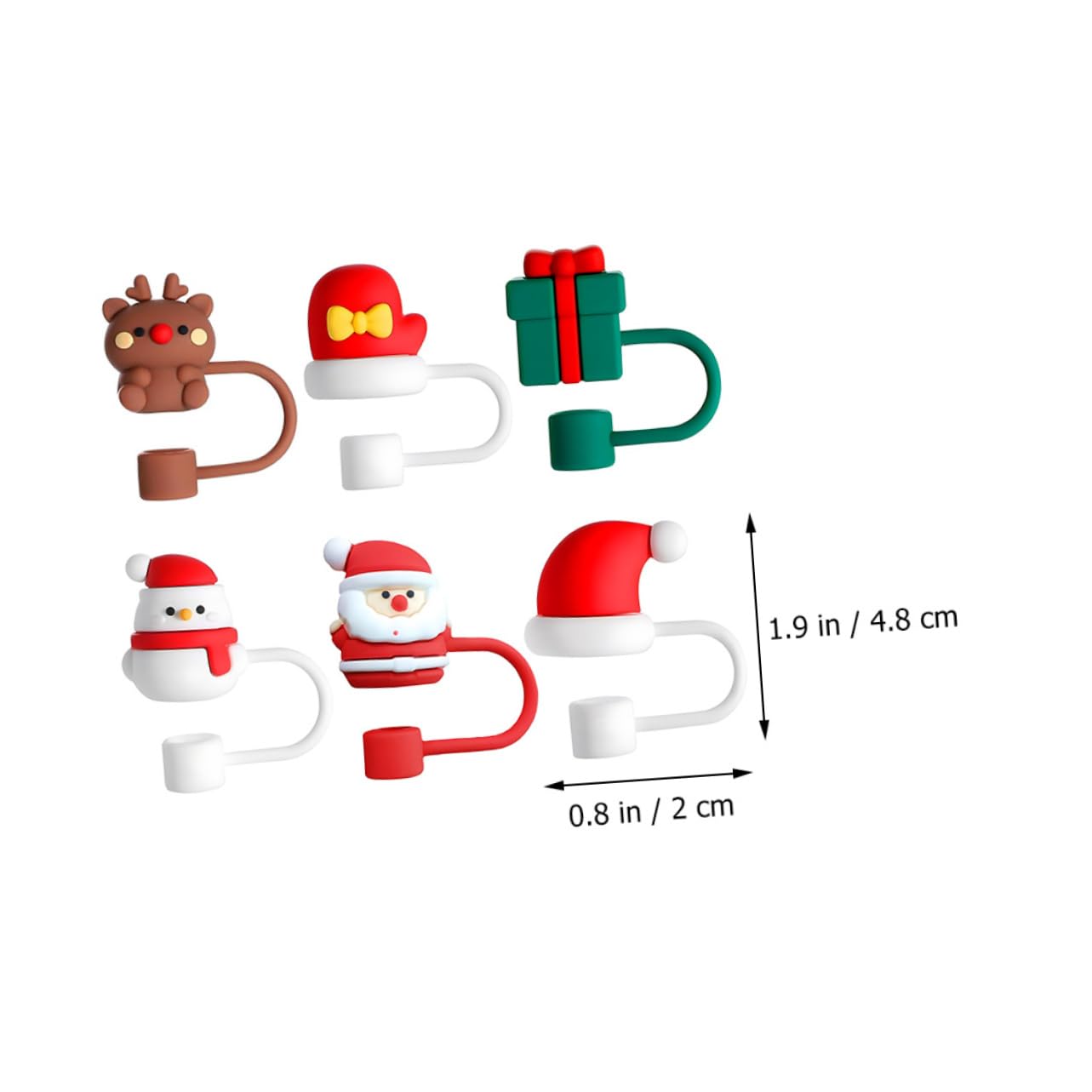 Zerodeko Straw Toppers Drinking Straw Tips 6pcs Christmas Straw Caps Straw Straw Straw Stopper Small Silicone Straw Straw Decor Supplies Airtight Seal and Splash