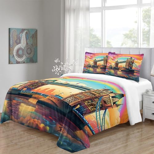 Housse de couette imprimé 3D Pont de Londres en microfibre de qualité supérieure King - 5