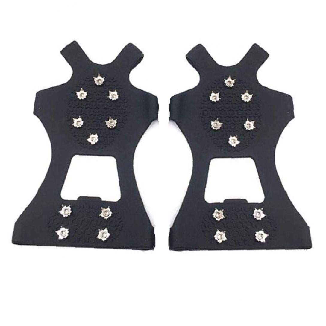 Steigeisen Eisklampen Traktion Anti-Rutsch-Schuhe Griffe Schuhe Cover Ice Spikes Wanderschuhe Steigeisen mit 10 Zähnen Schwarz M 1 Paar