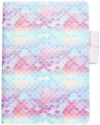 Chris.W Refillable Mermaid A5 Planner PU Leather Cover Notebook with Pen Holder Loop, Business Cards Pockets and Page Markers, Inner Pages Included(Fish Scale)