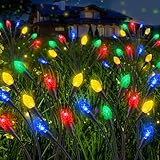 Rossesay 4 Pcs 48 LED Christmas Solar Lights Outdside Waterproof Christmas Firefly Solar Lights for Garden Xmas Swaying Outside Decoration for Yard Pathway Lawn Stake(Multicolor,Pine Cone)