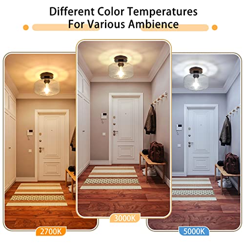 Maxvolador Industrial Semi Flush Mount Ceiling Light, Clear Glass Pendant Lamp Shade, Oil Rubbed Bronze Farmhouse Lighting For Hallway Bedroom, Vintage Hanging Light Fixtures, Bulb Not Included #TOP2