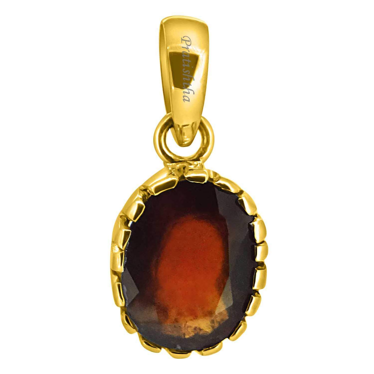 Pratishtha Unisex Ashtadhatu Gomed Pendant 12.25 Ratti Hessonite Garnet (Gomed) Pendent Brown