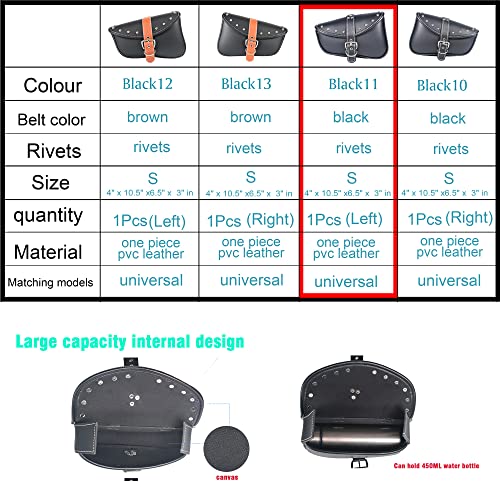 Jlobamot Motorcycle Saddle Bags|Pvc Faux Leather Saddlebag|Waterproof Side Swing Armbags|Side Tool Bag |Universal Storage Tool Bag For Motorbike|Black Belt|Black10|Right Belt|Black11|Left #TOP4