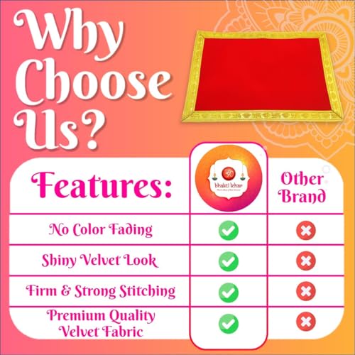 Image of Bhakti Lehar (9 x 13 Inch) Plain Red Velvet Pooja Aasan for God Idol /Chowki Aasan Kapda Cloth for Temple Shelf Home Mandir, Ganesh Baithak and God Idol Sitting - Pack of 2