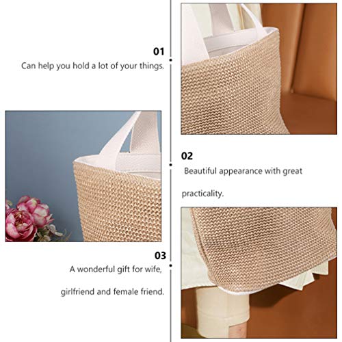 Hemoton Bolsa de Ombro Feminina Tecida à Mão Em Palha Grande Verão Bolsa Com Alças de Praia