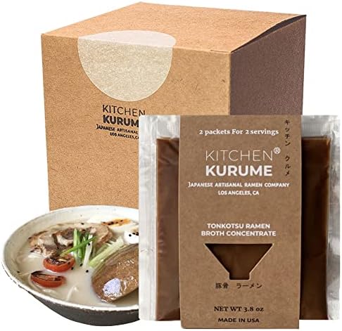Kitchen Kurume® Tonkotsu Ramen Broth (19 Fl oz) Concentrate, Rich & Creamy Pork Soup Base, Authentic Japanese Ramen, Made in USA, 100% Natural, No MSG, Pack of 10