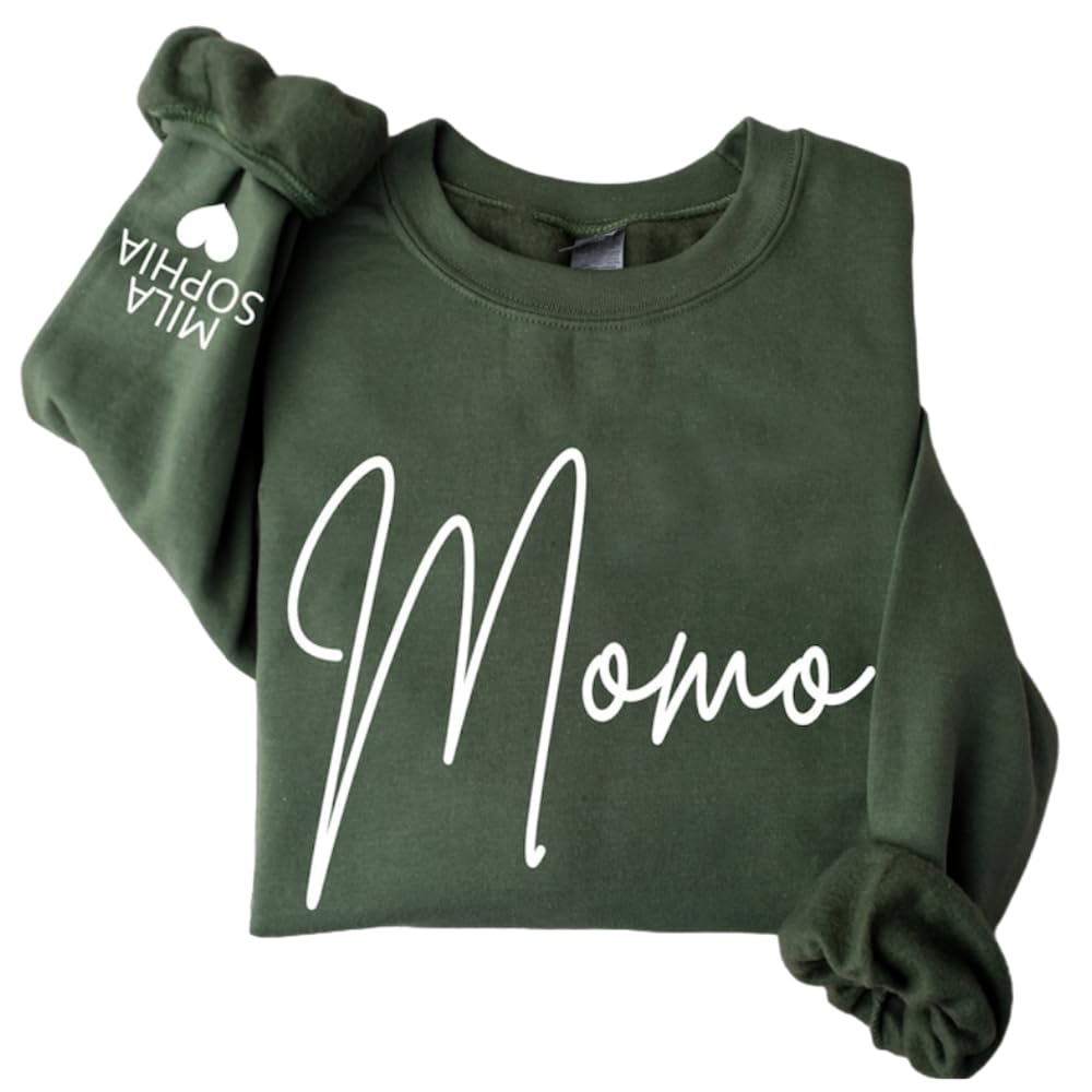 MY4LOVE Custom Grandma Gigi Mama Auntie Sweatshirt with Kids Name on Sleeve, Chirstmas Gifts for Grandma, Gigi Sweatshirt